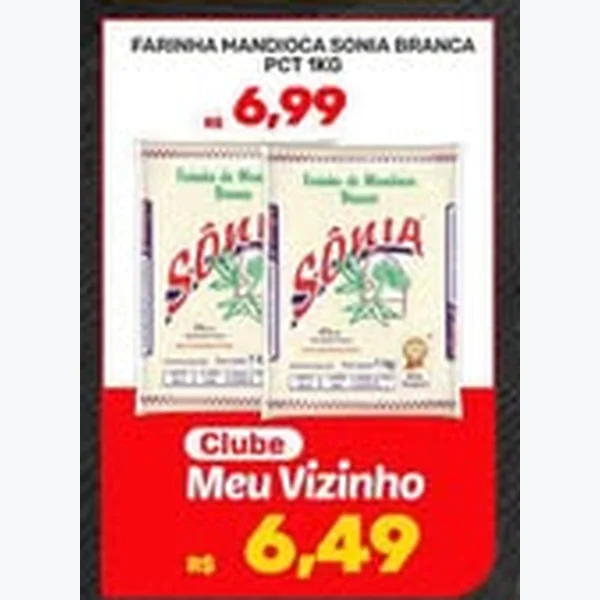Recorte do encarte de Farinha Mandioca Branca Sônia 1 kg