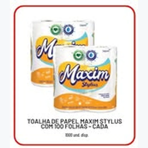 Recorte do encarte de Toalha de Papel Maxim Stylus 100 un