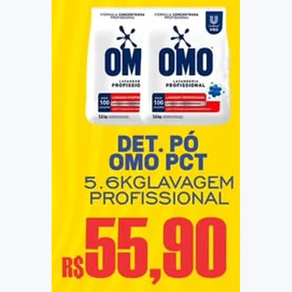 Recorte do encarte de Detergente em Pó Lavagem Profissional Omo 5,6 kg