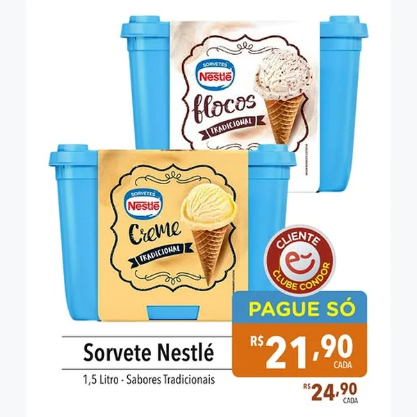 Sorvete Nestlé 1,5 L