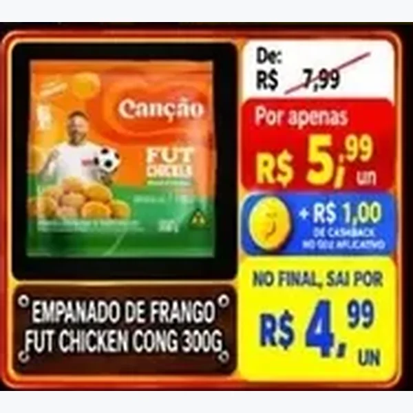 Recorte do encarte de Empanado de Frango Fut Chicken 300 g