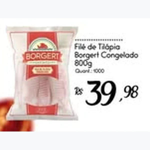 Recorte do encarte de Filé de Tilápia Congelado Borgert