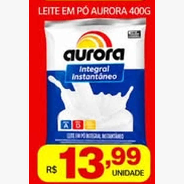 Recorte do encarte de Leite em Pó Integral Instantâneo Aurora 400 g