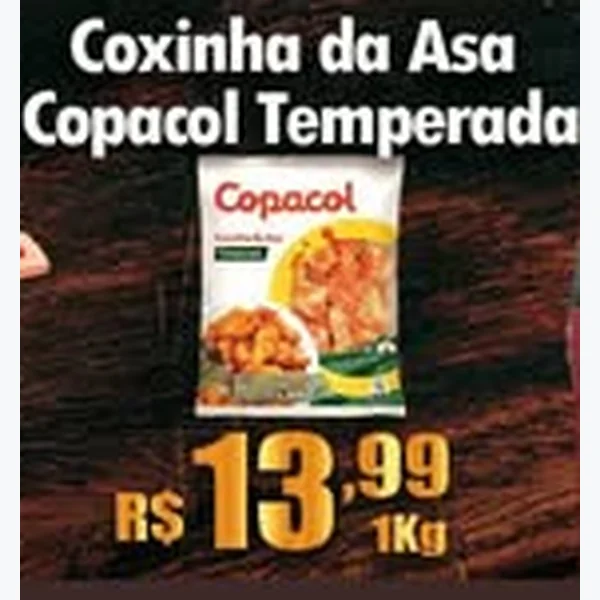 Recorte do encarte de Coxinha da Asa Temperada Copacol