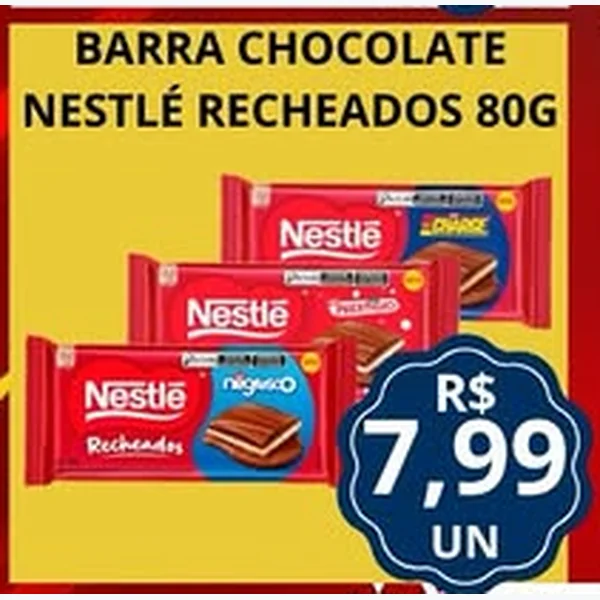 Recorte do encarte de Barra de Chocolate Recheado Nestlé 80 g