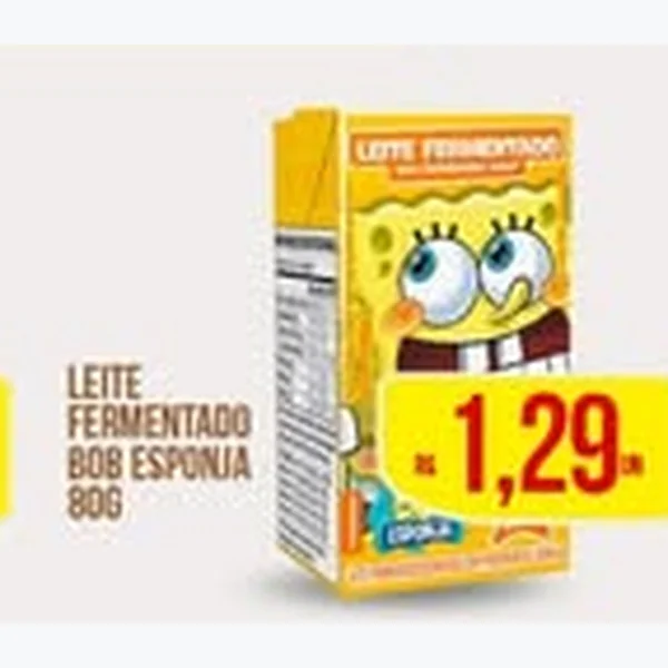 Recorte do encarte de Leite Fermentado Bob Esponja 80 g