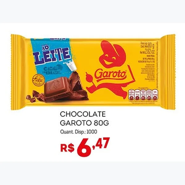 Recorte do encarte de Chocolate ao Leite Garoto 80 g