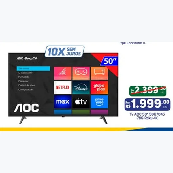 Tv 50" 50u7045 78g Roku 4k AOC