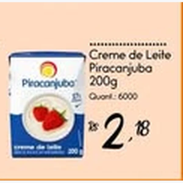 Recorte do encarte de Creme de Leite Piracanjuba 200 g