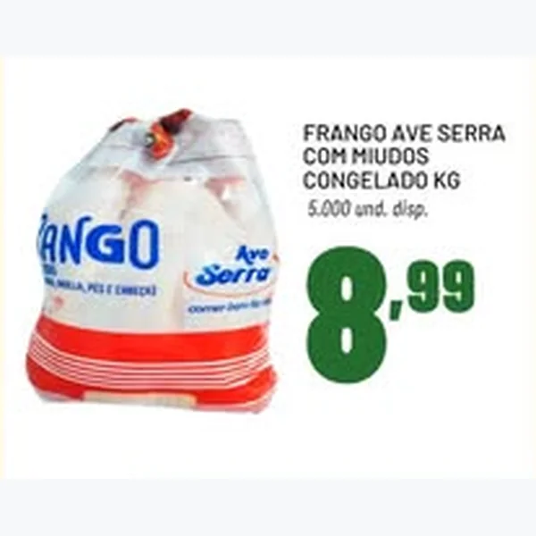 Recorte do encarte de Frango Ave com Miúdos Congelado Ave Serra