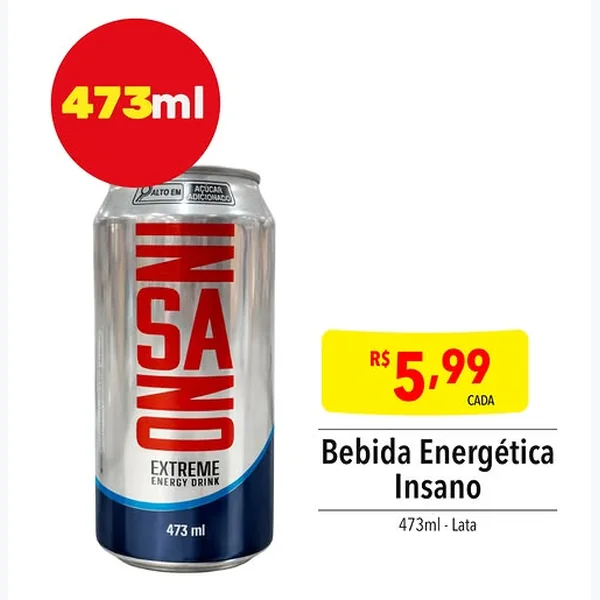 Recorte do encarte de Bebida Energética Insano 473 ml