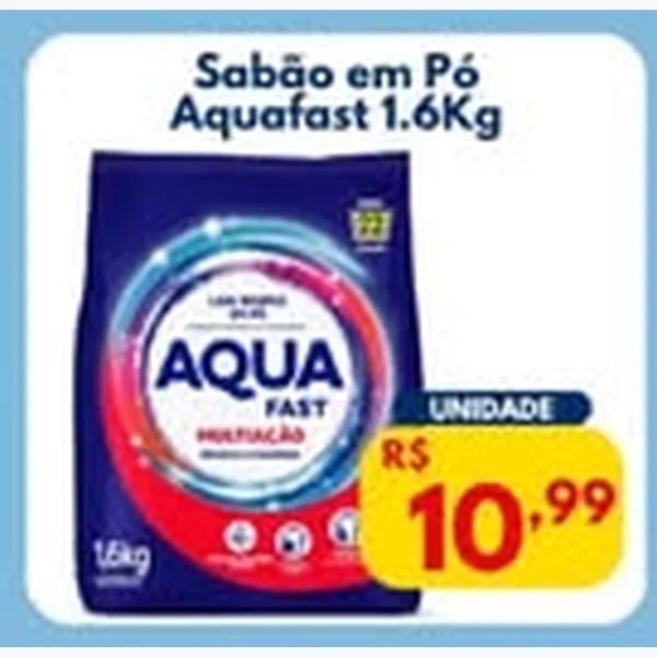 Recorte do encarte de Sabão em Pó Aquafast 1,6 kg