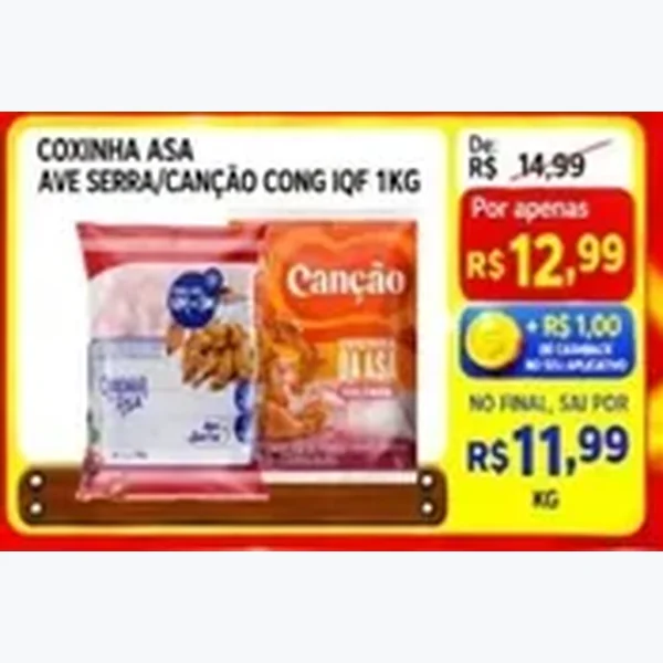 Recorte do encarte de Coxinha da Asa Congelado Iqf Canção