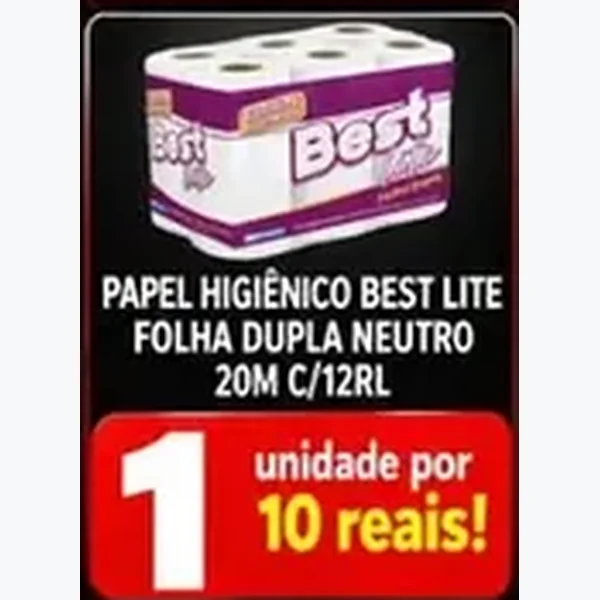 Recorte do encarte de Papel Higiênico Folha Dupla Best Lite 12 un × 20 un