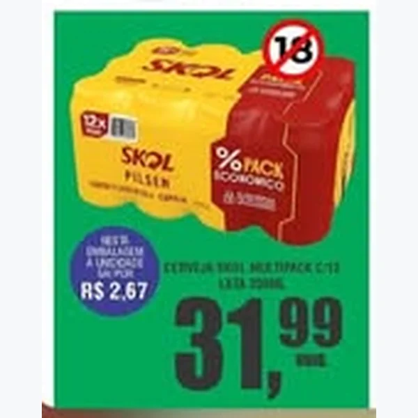 Cerveja Pilsen Skol 12 un × 350 ml