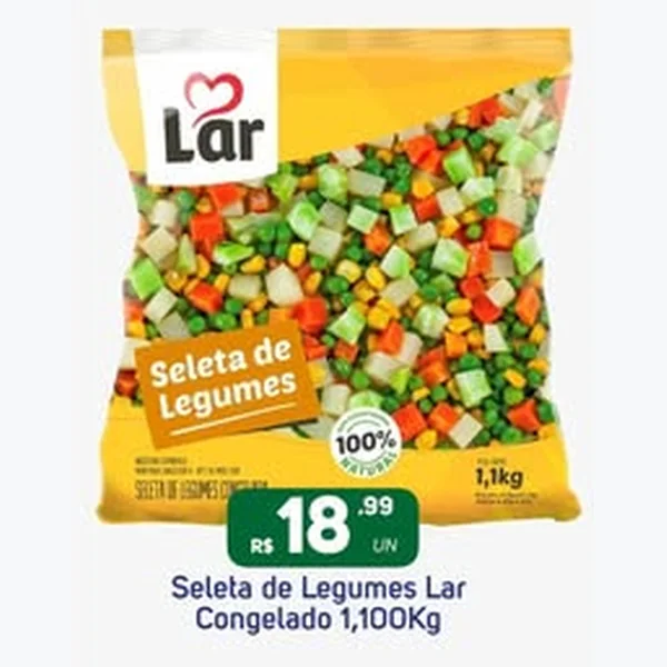 Recorte do encarte de Seleta de Legumes Congelado Lar 1,1 kg