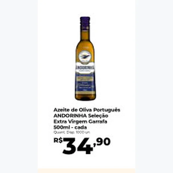 Recorte do encarte de Azeite de Oliva Extra Virgem ANDORINHA 500 ml