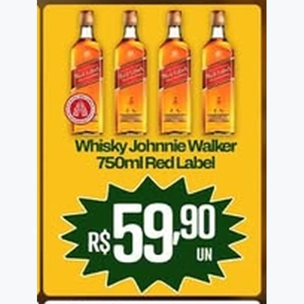 Recorte do encarte de Whisky Red Label Johnnie Walker 750 ml