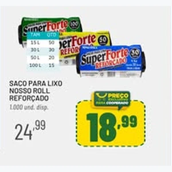Recorte do encarte de Saco para Lixo Reforçado Nosso Roll