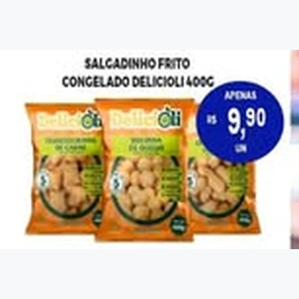 Recorte do encarte de Salgadinho Frito Congelado Delicioli 400 g