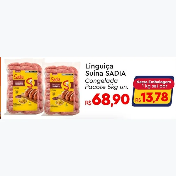 Linguiça Suína Congelada Sadia 5 kg