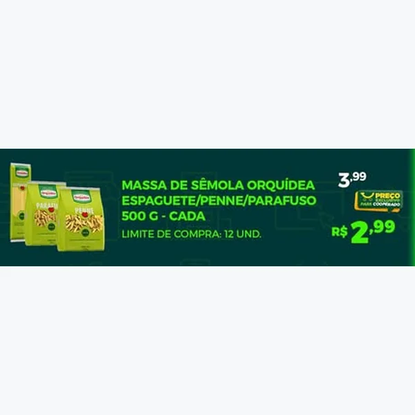 Recorte do encarte de Massa de Sêmola Espaguete Orquídea 500 g