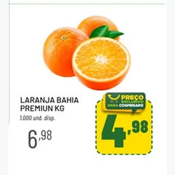 Recorte do encarte de Laranja Bahia Premium