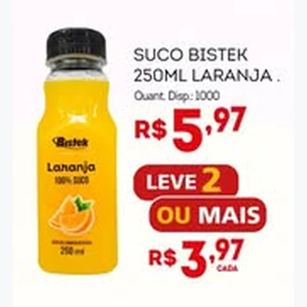 Recorte do encarte de Suco de Laranja Bistek 250 ml