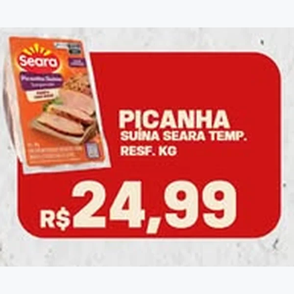 Recorte do encarte de Picanha Suína Temperada Resfriada Seara