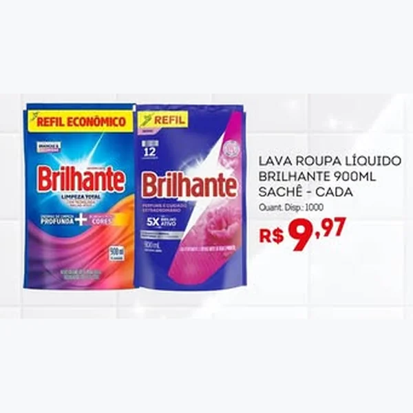 Recorte do encarte de Lava Roupa Líquido Refil Brilhante 900 ml