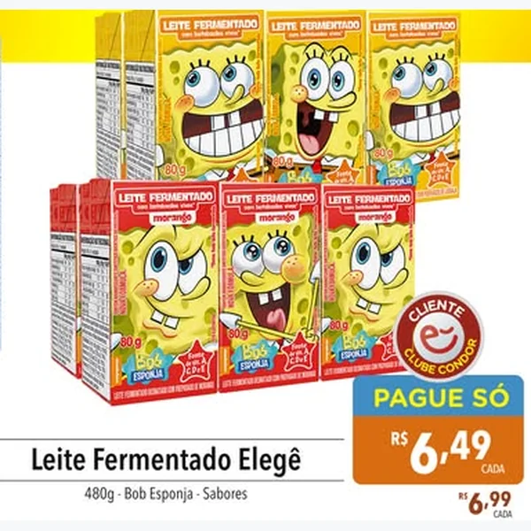 Leite Fermentado Bob Esponja Elegê 480 g