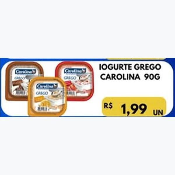 Recorte do encarte de Iogurte Grego Carolina 90 g