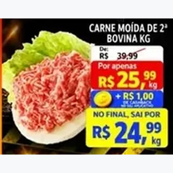 Recorte do encarte de Carne Moída de 2ª Bovina