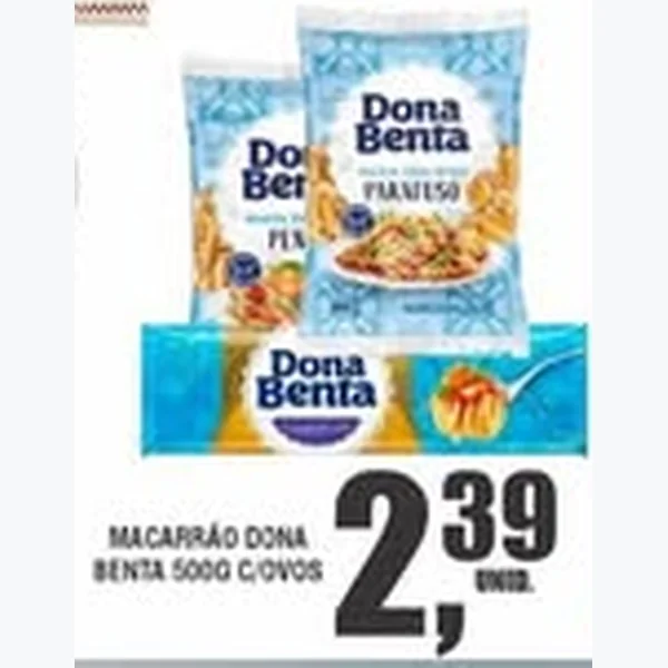 Recorte do encarte de Macarrão com Ovos Dona Benta 500 g