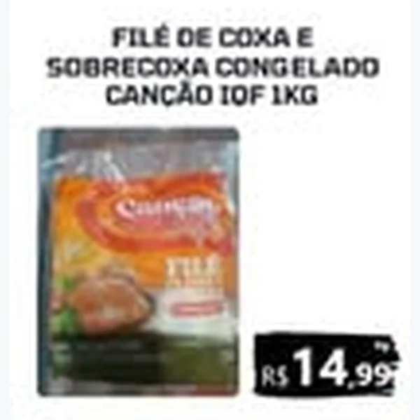Recorte do encarte de Filé de Coxa e Sobrecoxa Congelado Iqf Canção 1 kg
