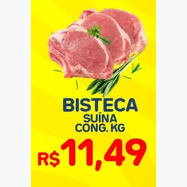 Recorte do encarte de Bisteca Suína Congelada