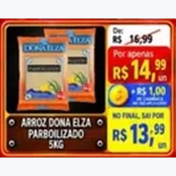 Recorte do encarte de Arroz Parboilizado Dona Elza 5 kg
