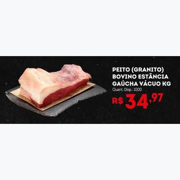 Recorte do encarte de Peito (granito) Bovino Vácuo Estância Gaúcha