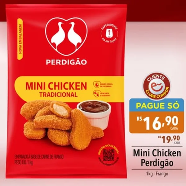Recorte do encarte de Mini Chicken Tradicional Perdigão 1 kg