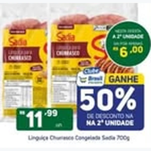 Recorte do encarte de Linguiça para Churrasco Congelada Sadia 700 g