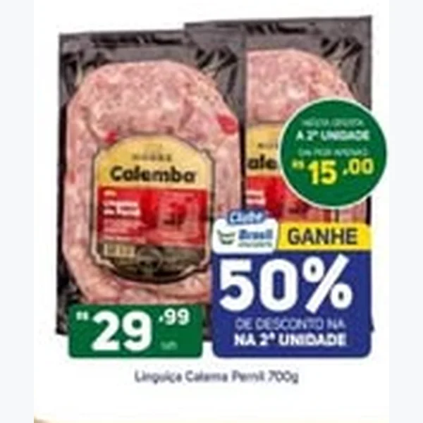 Recorte do encarte de Linguiça Pernil Calema 700 g