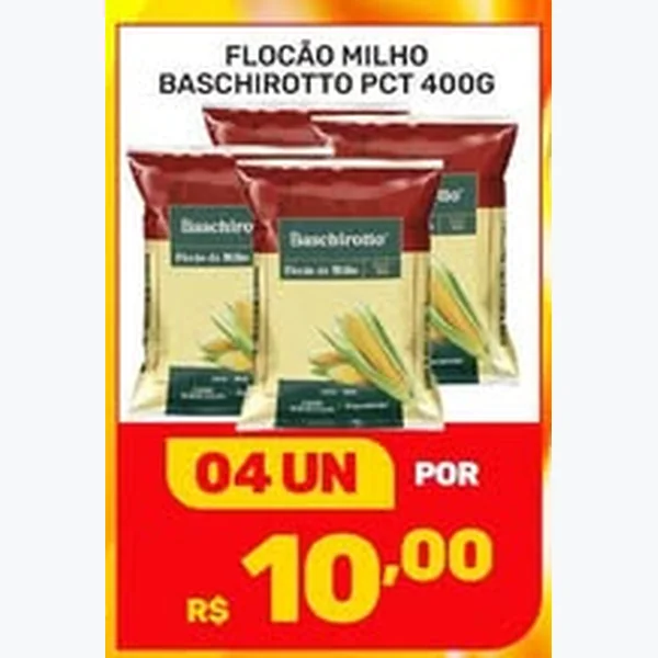 Recorte do encarte de Flocão Milho Baschirotto 400 g