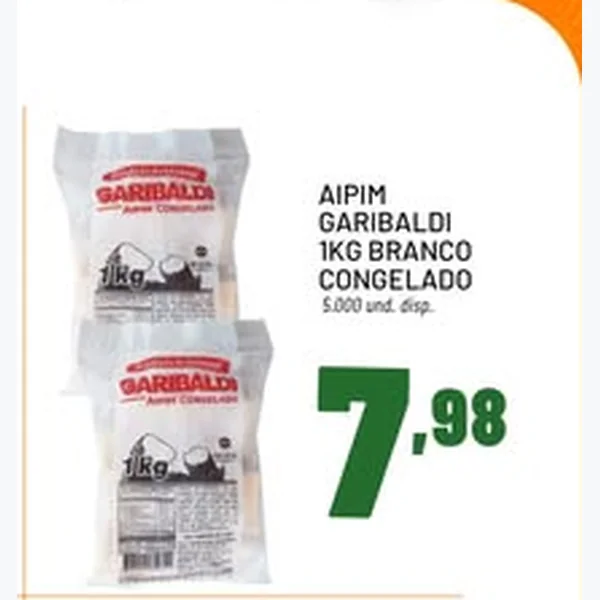 Recorte do encarte de Aipim Branco Congelado Garibaldi 1 kg