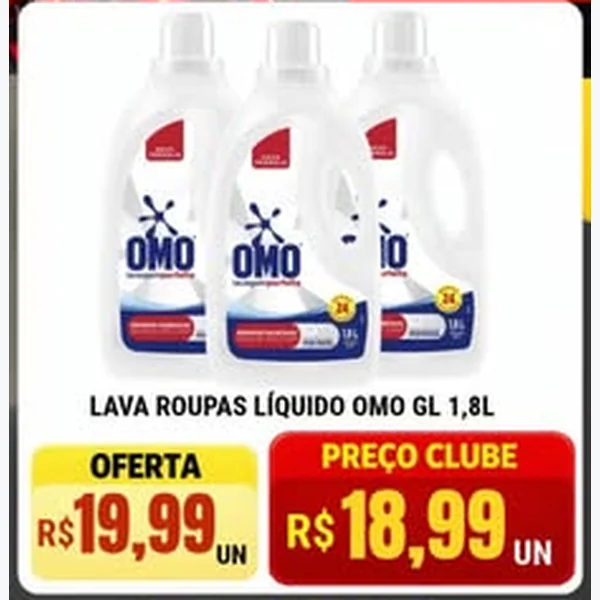 Lava Roupas Líquido Omo 1,8 L