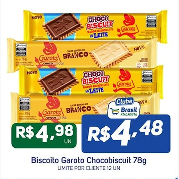 Biscoito Chocobiscuit Garoto 78 g