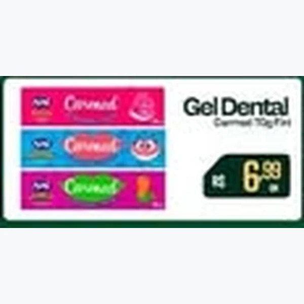 Recorte do encarte de Gel Dental Carmed 70 g