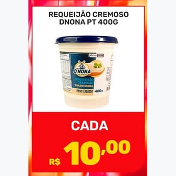 Recorte do encarte de Requeijão Cremoso Tradicional Dnona 400 g