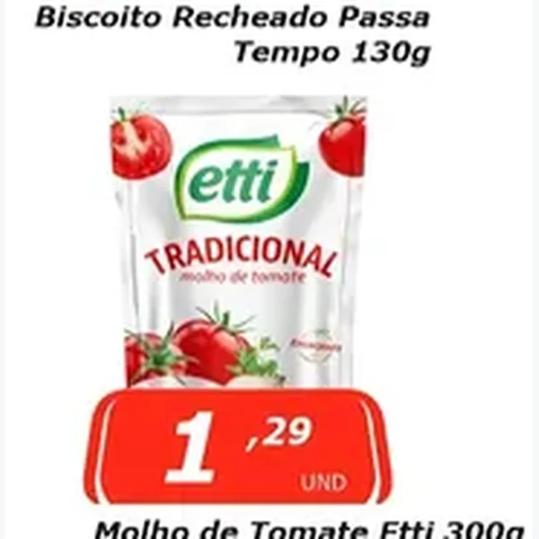 Recorte do encarte de Molho de Tomate Tradicional Etti 300 g