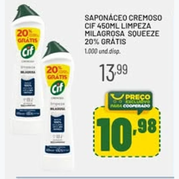 Recorte do encarte de Saponáceo Cremoso Limpeza Milagrosa Cif 450 ml