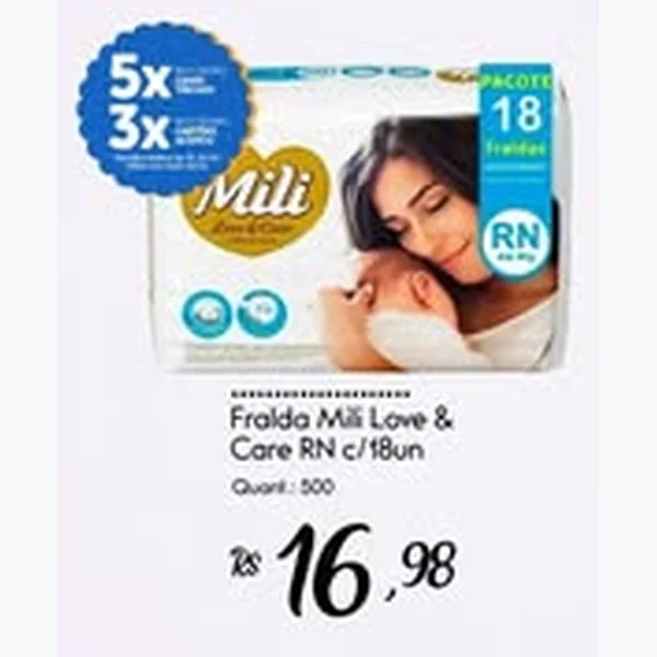 Recorte do encarte de Fralda Love & Care Mili 18 un